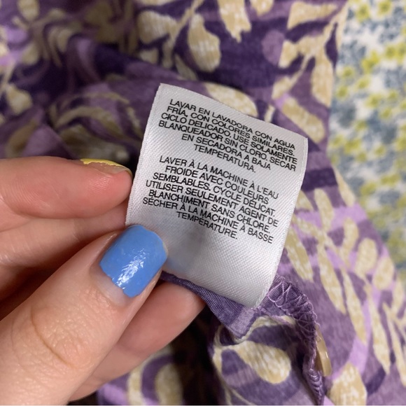 Vintage 90s/Y2K Purple Patterned Alfred Dunner Short Sleeve Button Down Shirt - Picture 5 of 6